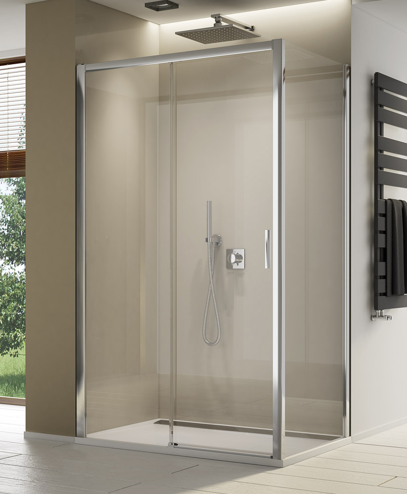 SanSwiss Top-Line S TLS2+TOPF2 Kabina Prysznicowa 100x90x200 cm chrom mat Szkło Przezroczyste (TLS2G1000107+TOPF20900107)